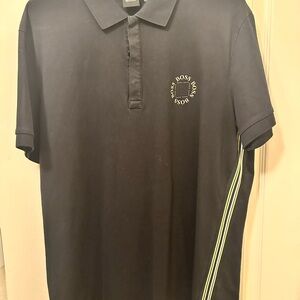 Hugo Boss Navy Polo Shirt with White Accents
